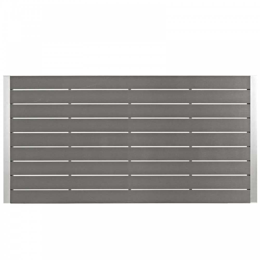 Shore 5 Piece Outdoor Patio Aluminum Dining Set, Silver Black, EEI-2482-SLV-BLK-SET