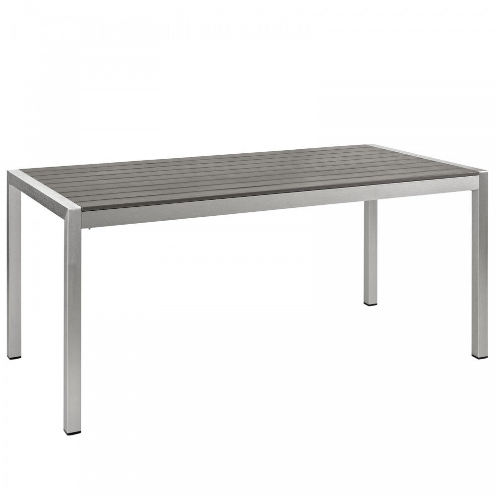 Shore 5 Piece Outdoor Patio Aluminum Dining Set, Silver Black, EEI-2482-SLV-BLK-SET