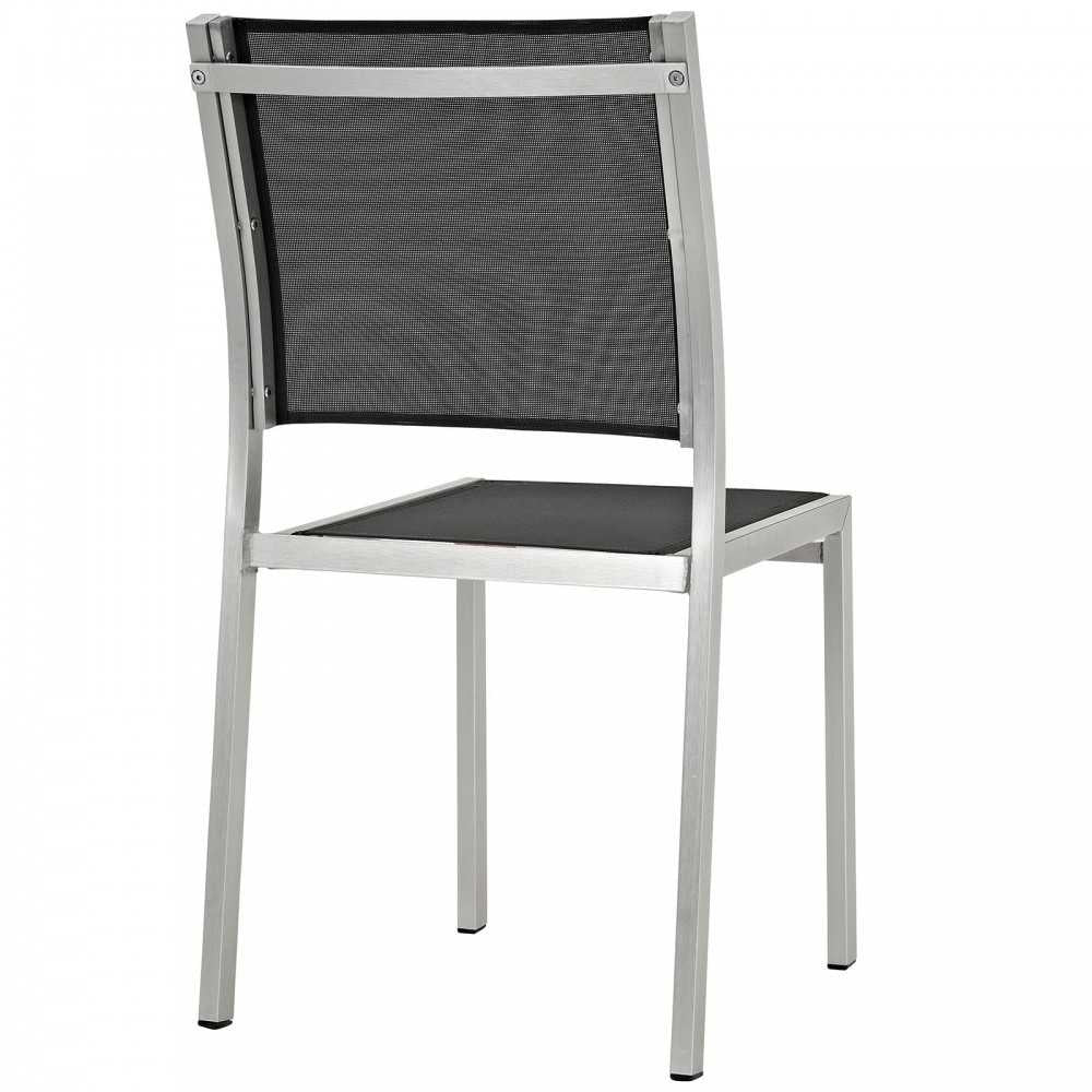 Shore 5 Piece Outdoor Patio Aluminum Dining Set, Silver Black, EEI-2482-SLV-BLK-SET