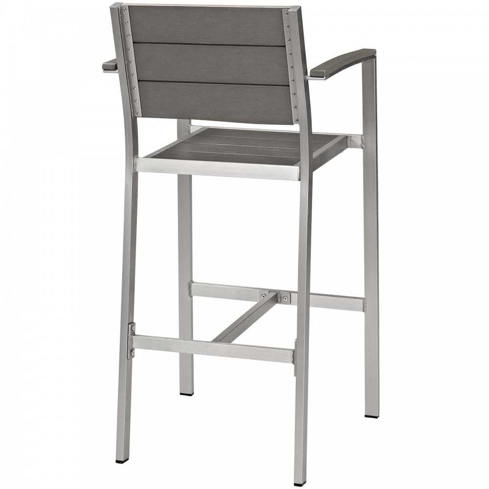 Shore 5 Piece Outdoor Patio Aluminum Dining Set, Silver Gray, EEI-2588-SLV-GRY-SET