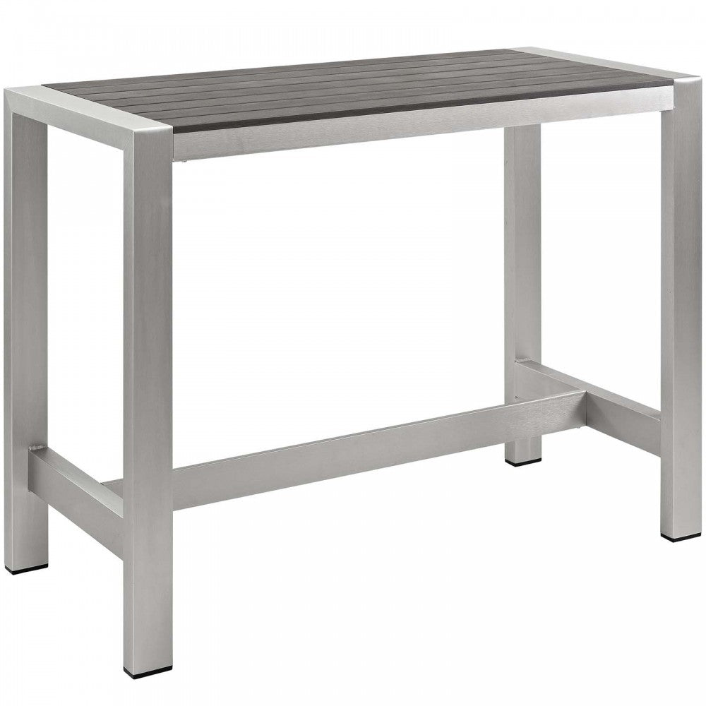 Shore 5 Piece Outdoor Patio Aluminum Dining Set, Silver Gray, EEI-2588-SLV-GRY-SET