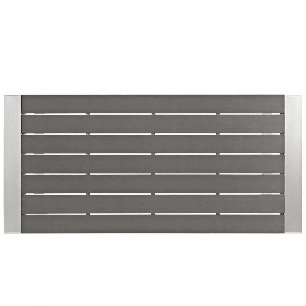 Shore 5 Piece Outdoor Patio Aluminum Dining Set, Silver Gray, EEI-2588-SLV-GRY-SET