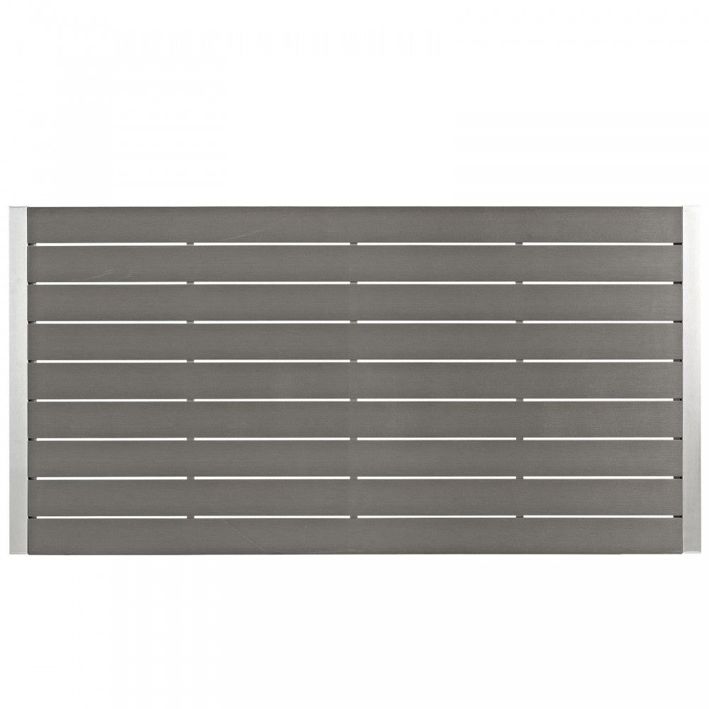 Shore 5 Piece Outdoor Patio Aluminum Dining Set, Silver Gray, EEI-2481-SLV-GRY-SET