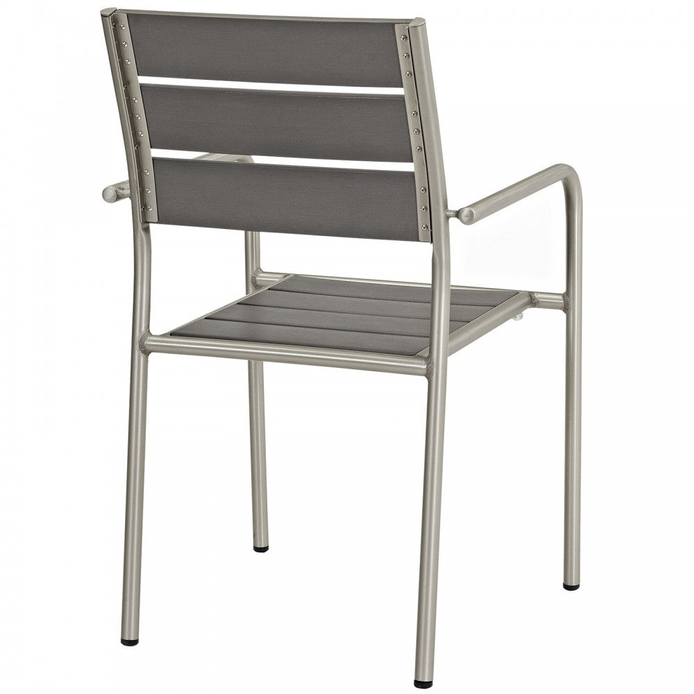 Shore 5 Piece Outdoor Patio Aluminum Dining Set, Silver Gray, EEI-2481-SLV-GRY-SET