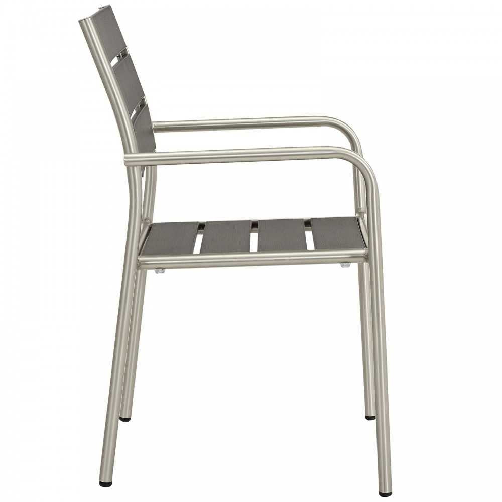 Shore 5 Piece Outdoor Patio Aluminum Dining Set, Silver Gray, EEI-2481-SLV-GRY-SET