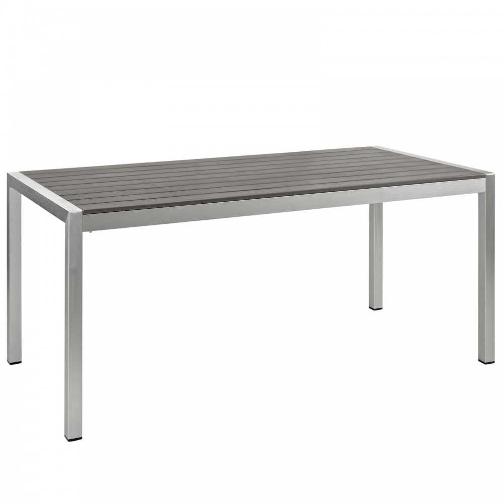 Shore 5 Piece Outdoor Patio Aluminum Dining Set, Silver Gray, EEI-2481-SLV-GRY-SET