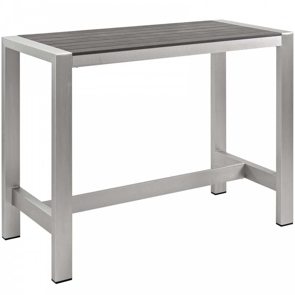 Shore 7 Piece Outdoor Patio Aluminum Dining Set, Silver Gray, EEI-2587-SLV-GRY-SET