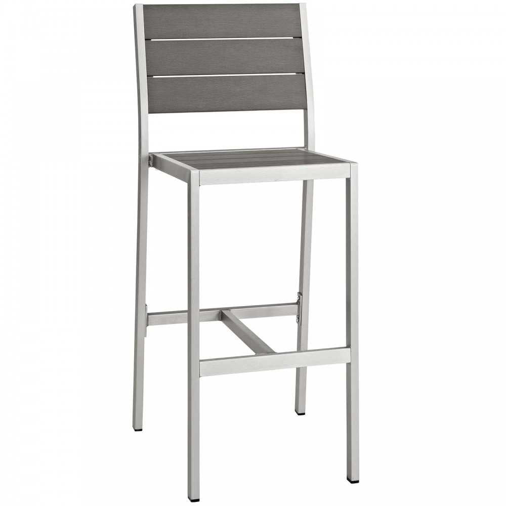 Shore 7 Piece Outdoor Patio Aluminum Dining Set, Silver Gray, EEI-2587-SLV-GRY-SET