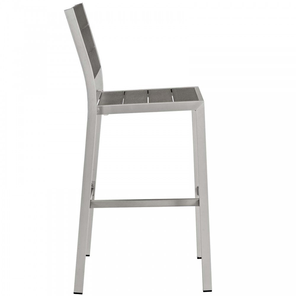 Shore 7 Piece Outdoor Patio Aluminum Dining Set, Silver Gray, EEI-2587-SLV-GRY-SET