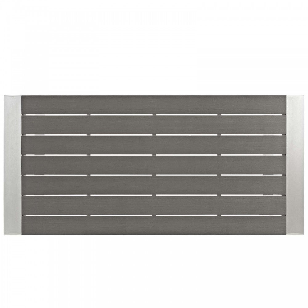 Shore 7 Piece Outdoor Patio Aluminum Dining Set, Silver Gray, EEI-2587-SLV-GRY-SET