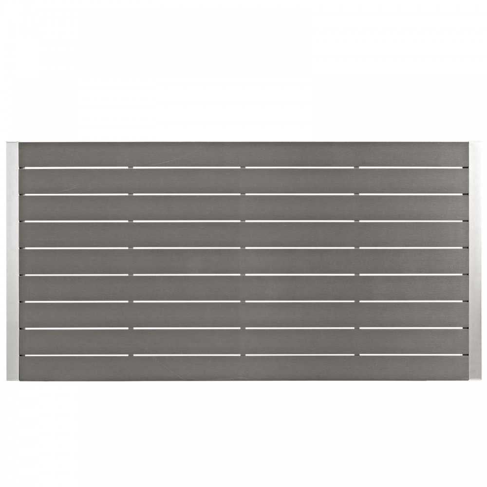 Shore 7 Piece Outdoor Patio Aluminum Dining Set, Silver Gray, EEI-2484-SLV-GRY-SET