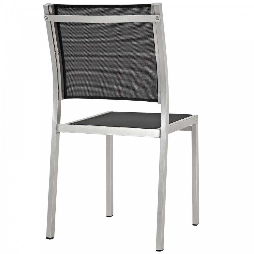 Shore 9 Piece Outdoor Patio Aluminum Dining Set, Silver Black, EEI-2583-SLV-BLK-SET