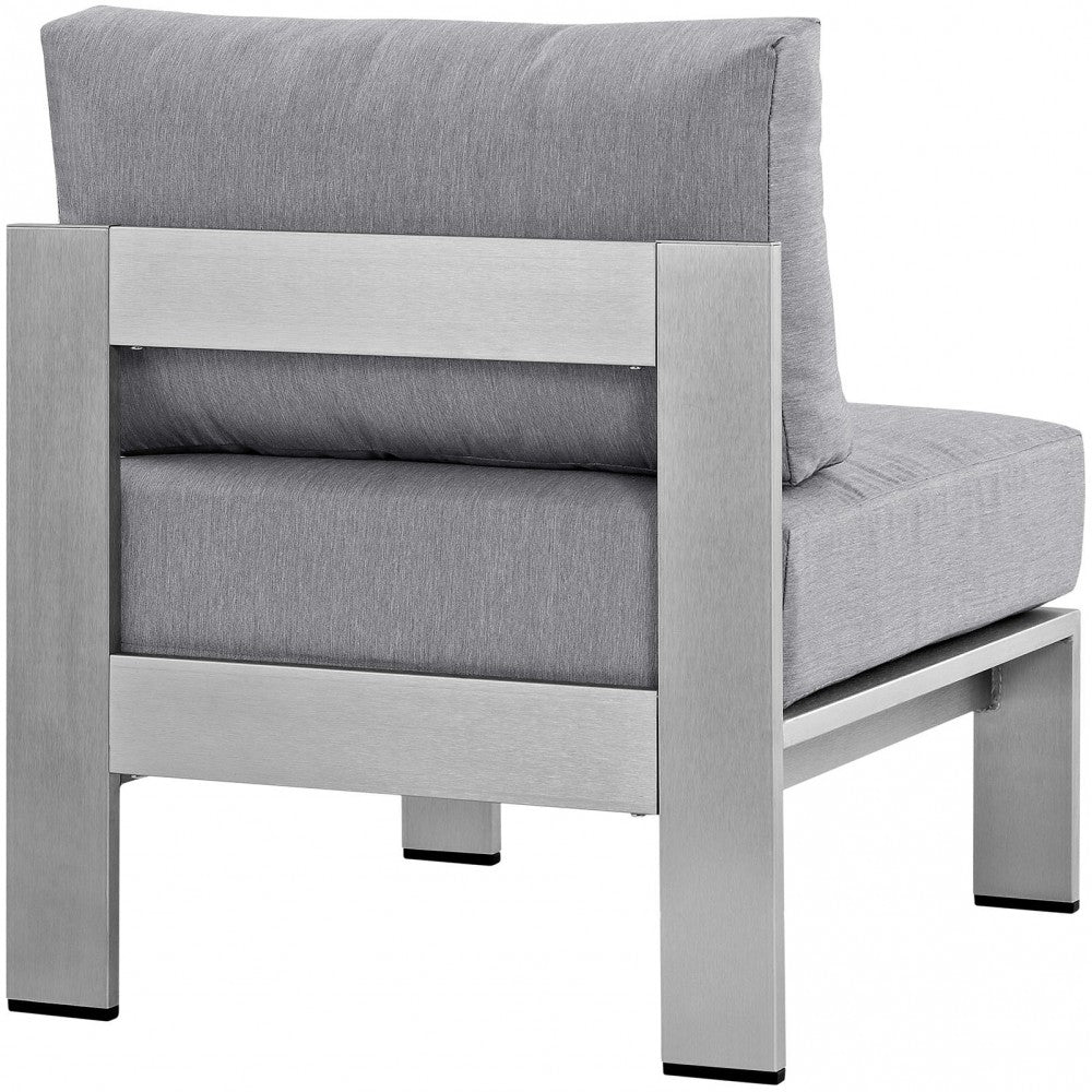 Shore Armless Outdoor Patio Aluminum Chair, Silver Gray