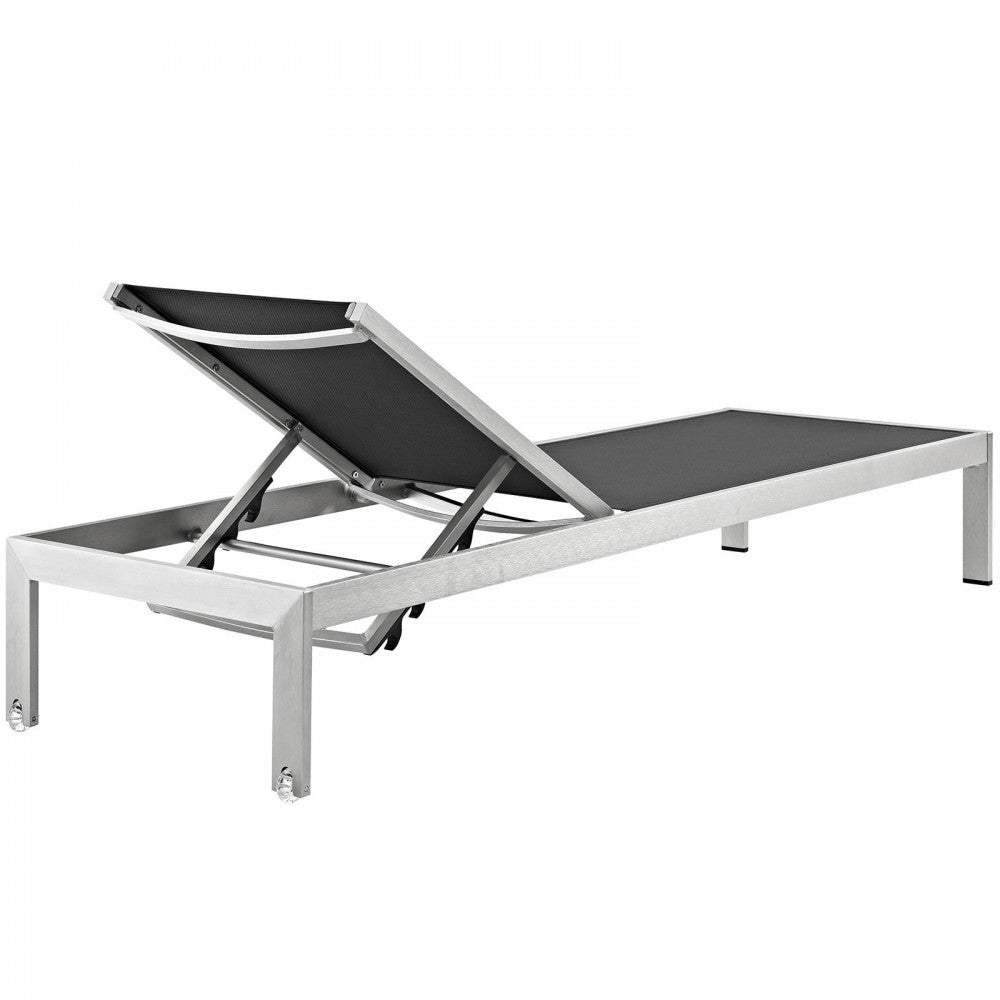 Shore Chaise Outdoor Patio Aluminum Set of 2, Silver Black