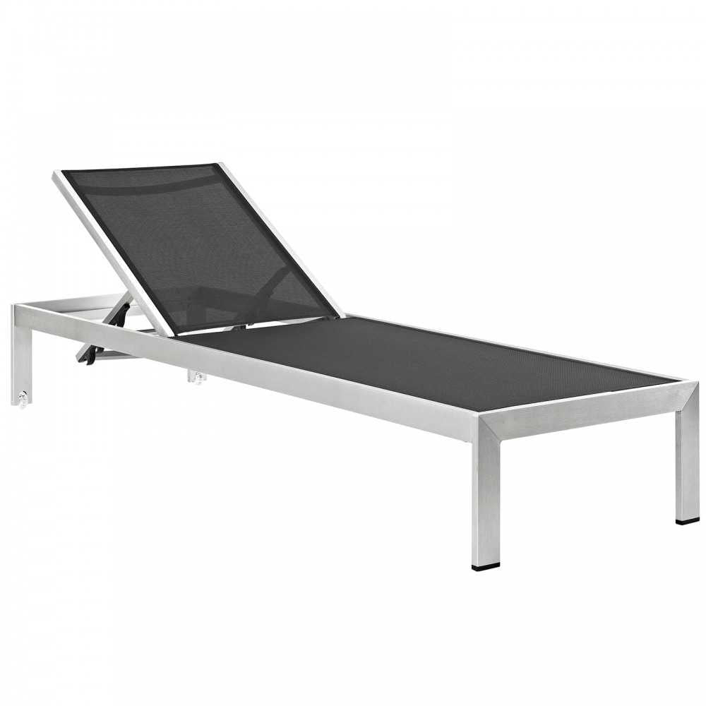 Shore Chaise Outdoor Patio Aluminum Set of 4, Silver Black