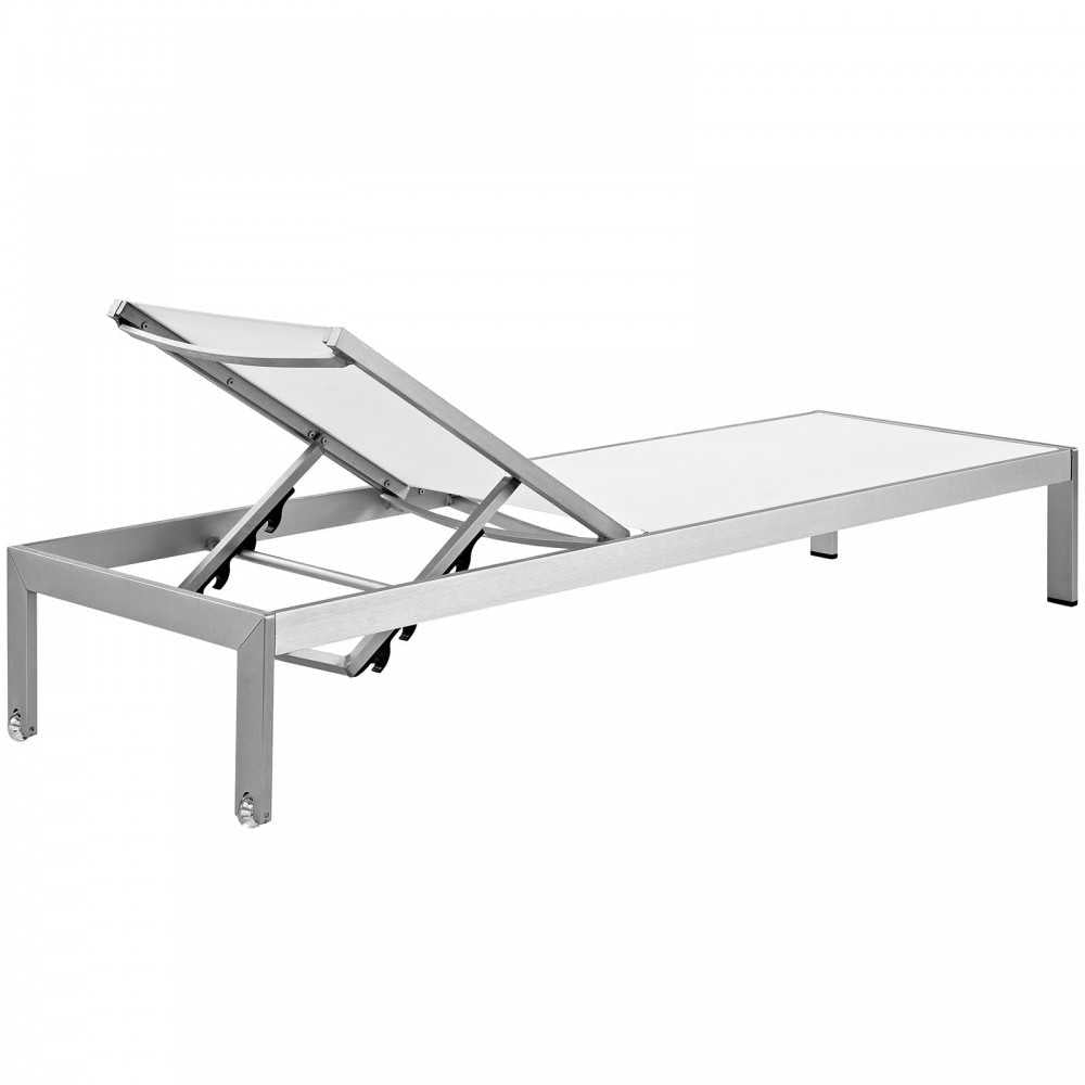 Shore Chaise Outdoor Patio Aluminum Set of 4, Silver White
