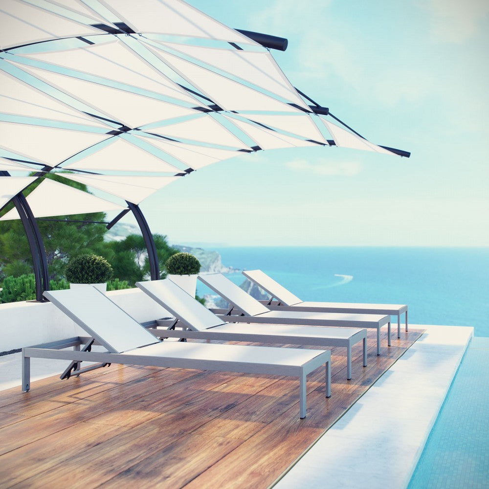 Shore Chaise Outdoor Patio Aluminum Set of 4, Silver White