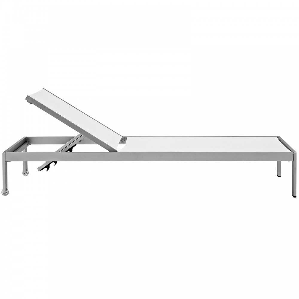 Shore Chaise Outdoor Patio Aluminum Set of 6, Silver White