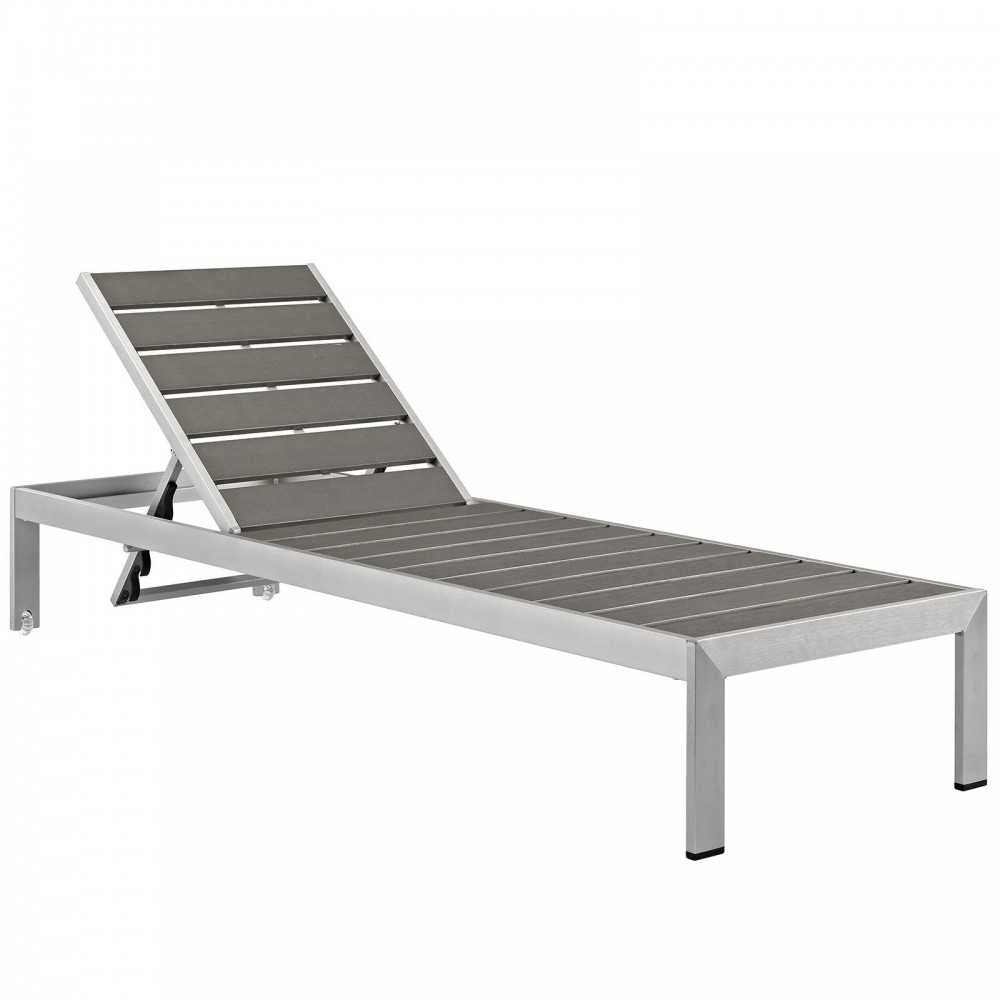 Shore Chaise Outdoor Patio Aluminum Set of 6, Silver Gray, EEI-2469-SLV-GRY-SET