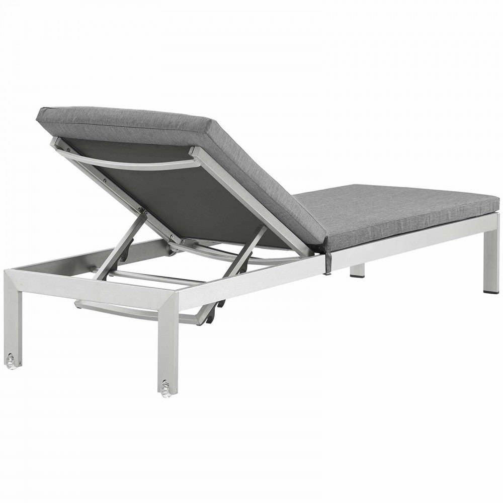 Shore Chaise with Cushions Outdoor Patio Aluminum Set of 6, Silver Gray