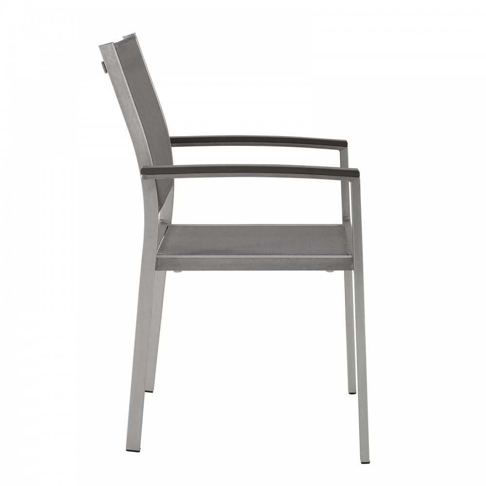 Shore Dining Chair Outdoor Patio Aluminum Set of 2, Silver Gray