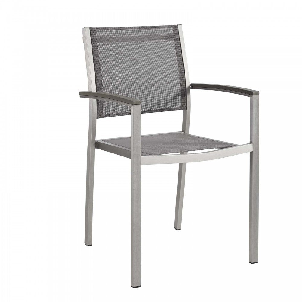 Shore Dining Chair Outdoor Patio Aluminum Set of 2, Silver Gray