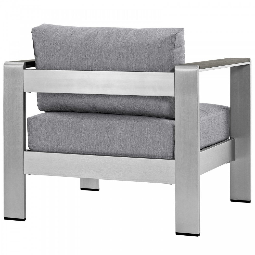 Shore Outdoor Patio Aluminum Armchair, Silver Gray