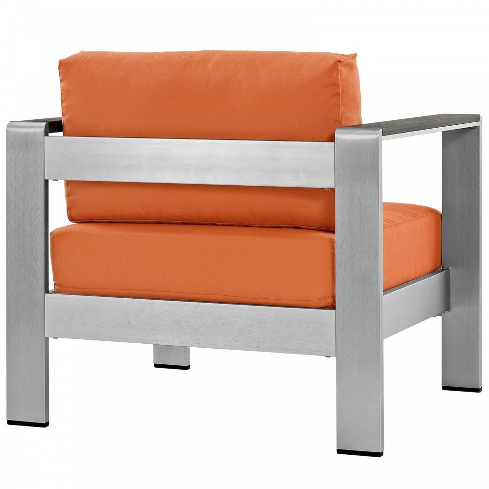 Shore Outdoor Patio Aluminum Armchair, Silver Orange
