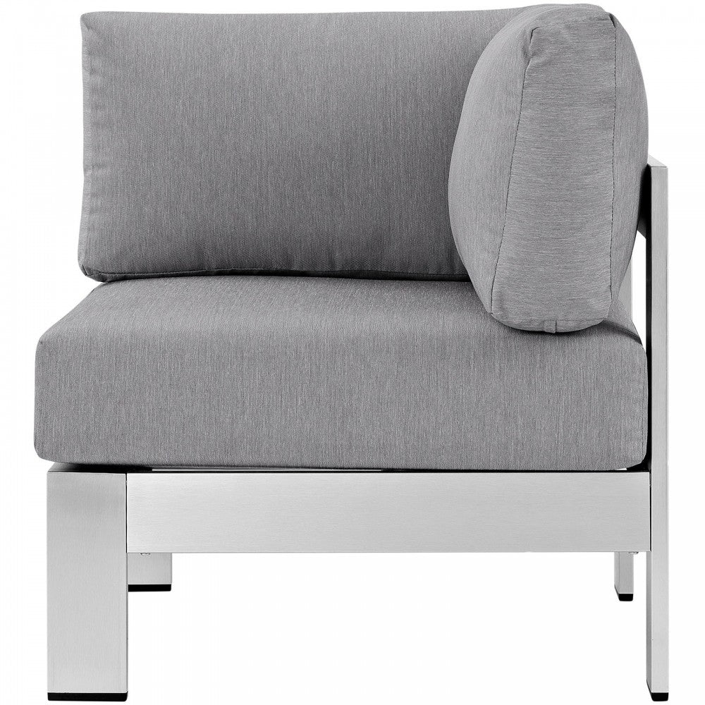 Shore Outdoor Patio Aluminum Corner Sofa, Silver Gray