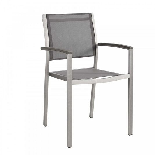 Shore Outdoor Patio Aluminum Dining Chair, Silver Gray