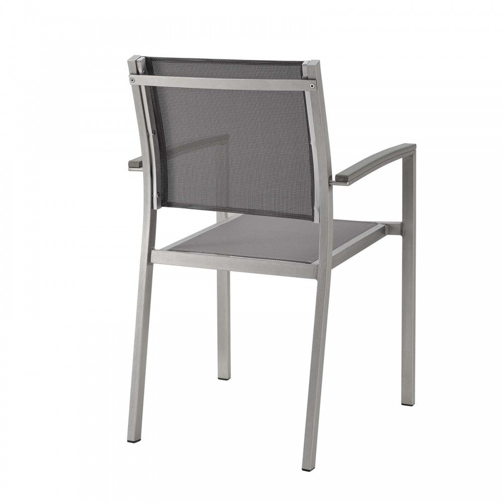 Shore Outdoor Patio Aluminum Dining Chair, Silver Gray