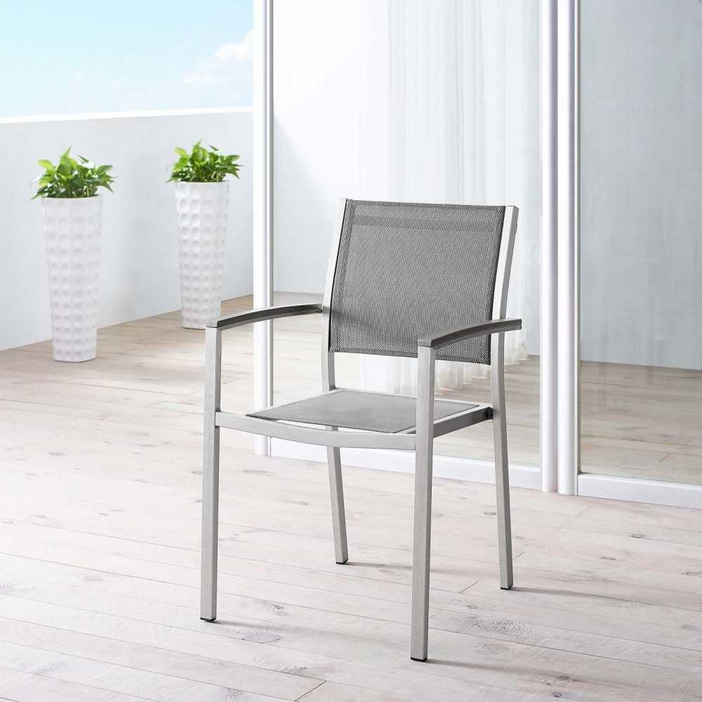 Shore Outdoor Patio Aluminum Dining Chair, Silver Gray