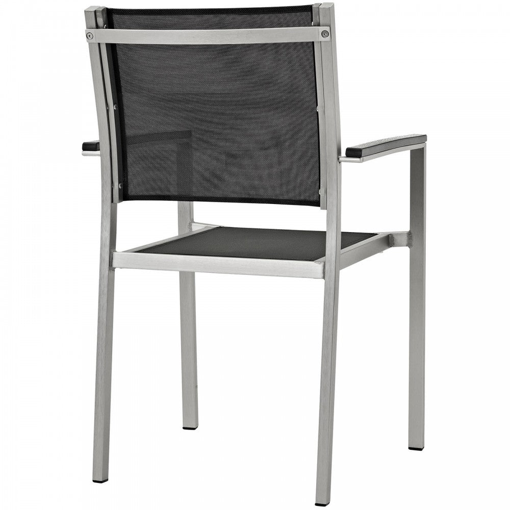 Shore Outdoor Patio Aluminum Dining Chair, Silver Black