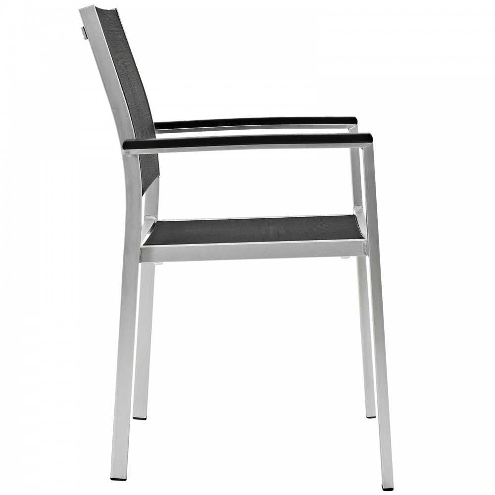 Shore Outdoor Patio Aluminum Dining Chair, Silver Black