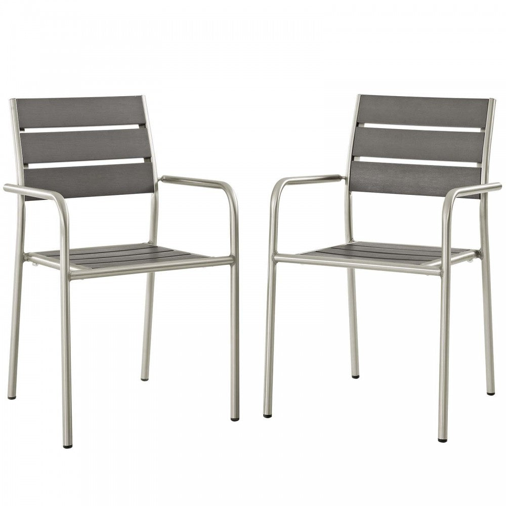 Shore Outdoor Patio Aluminum Dining Rounded Armchair Set of 2
