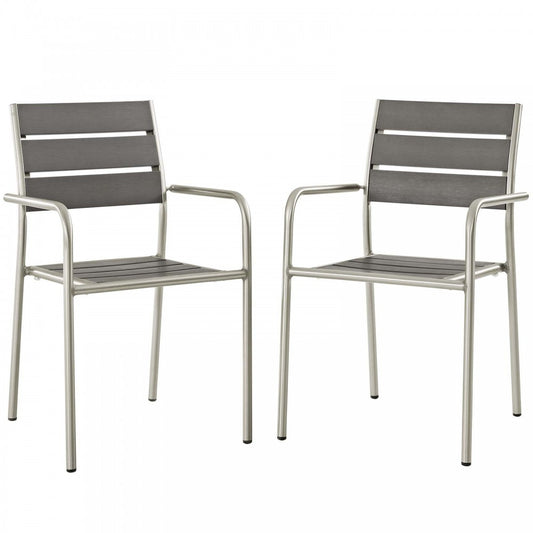 Shore Outdoor Patio Aluminum Dining Rounded Armchair Set of 2