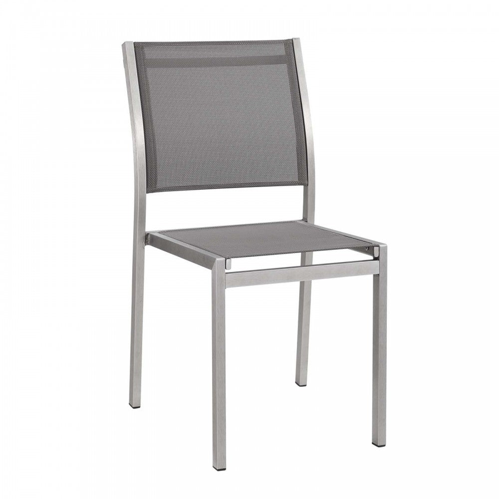 Shore Outdoor Patio Aluminum Side Chair, Silver Gray