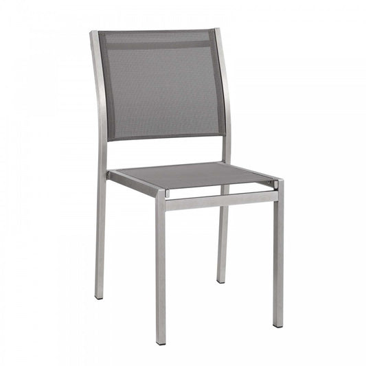 Shore Outdoor Patio Aluminum Side Chair, Silver Gray