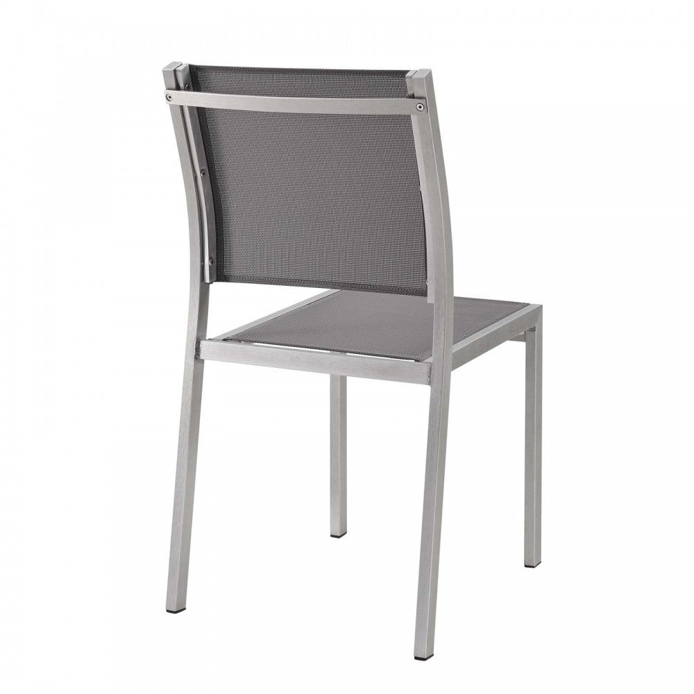 Shore Outdoor Patio Aluminum Side Chair, Silver Gray