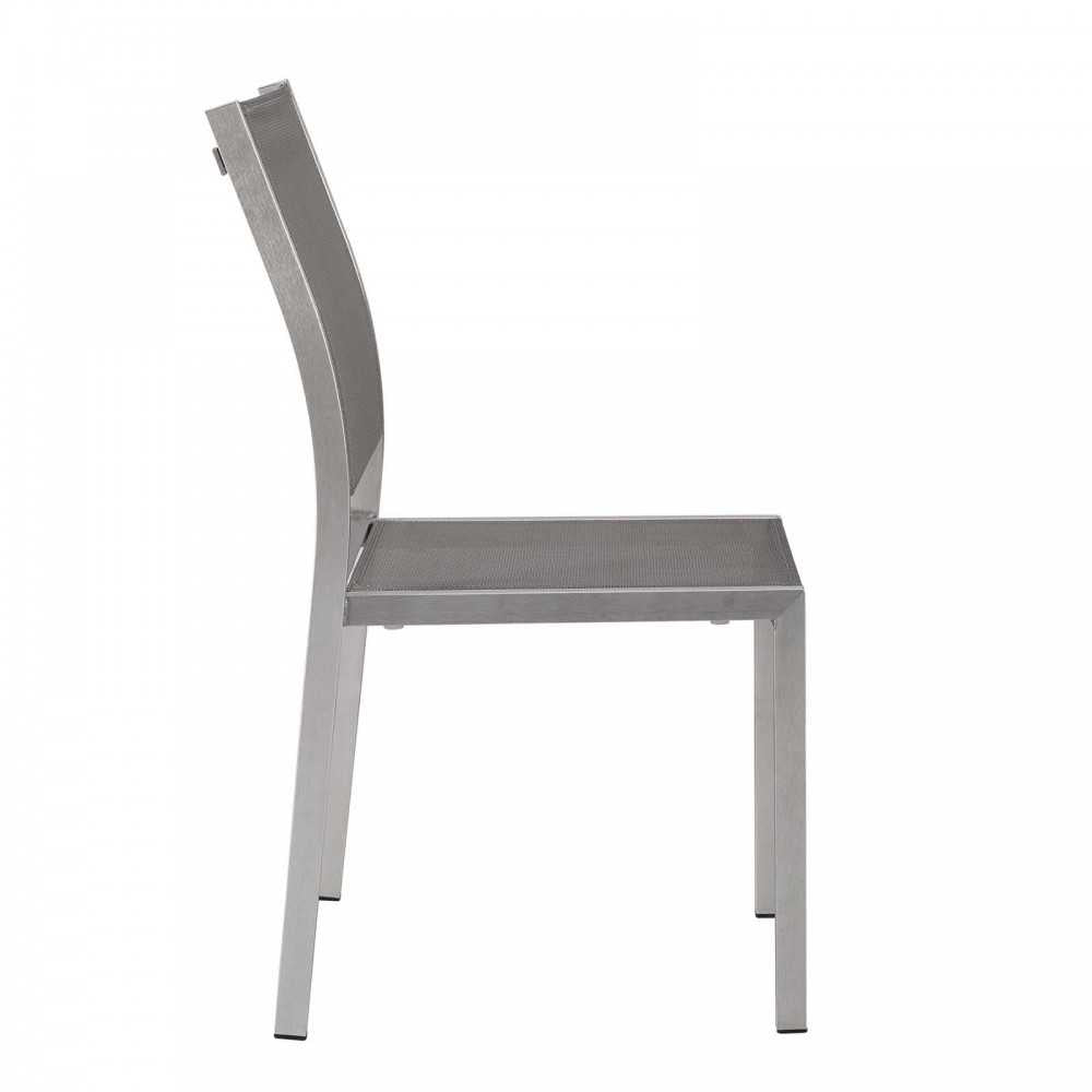 Shore Outdoor Patio Aluminum Side Chair, Silver Gray
