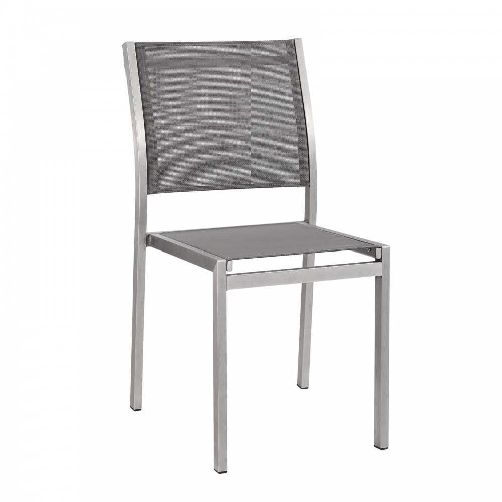 Shore Side Chair Outdoor Patio Aluminum Set of 2, Silver Gray