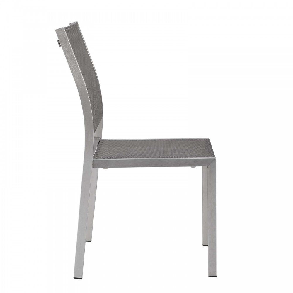 Shore Side Chair Outdoor Patio Aluminum Set of 2, Silver Gray