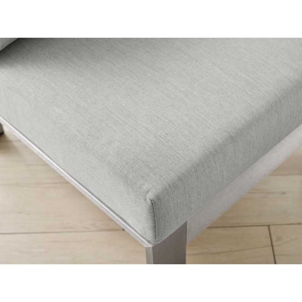Shore Sunbrella Fabric Aluminum Outdoor Patio Armless Chair, Silver Gray