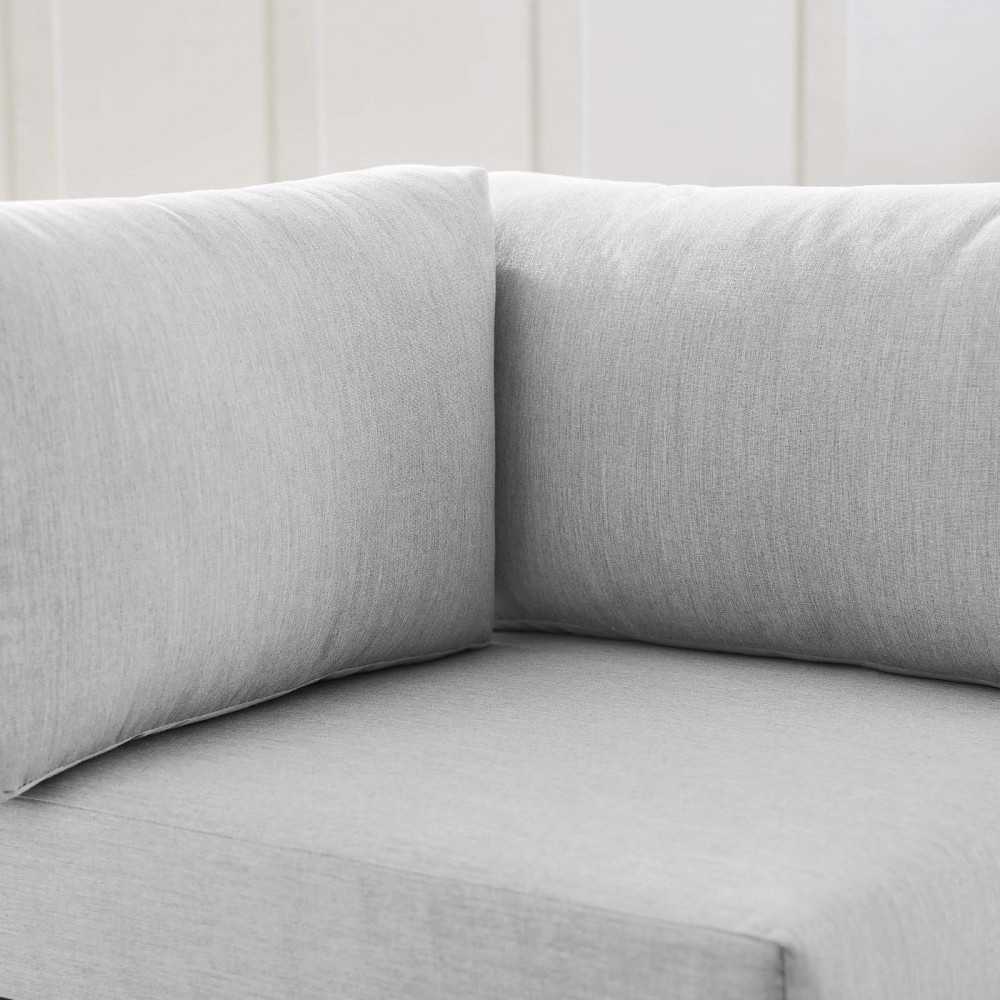 Shore Sunbrella Fabric Aluminum Outdoor Patio Corner Sofa, Silver Gray