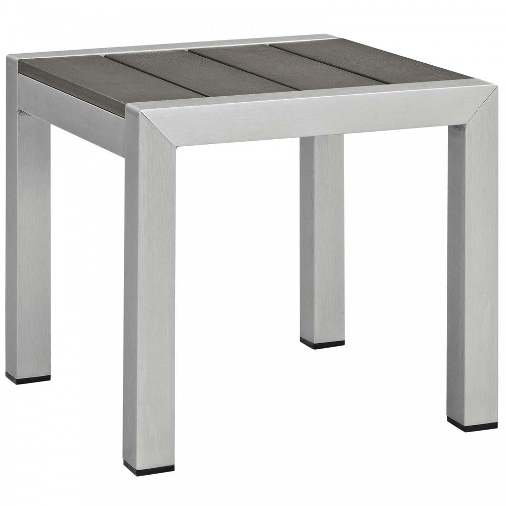 Shore Sunbrella Fabric Outdoor Patio Aluminum 3 Piece Set, Silver Gray, EEI-4312-SLV-GRY-SET