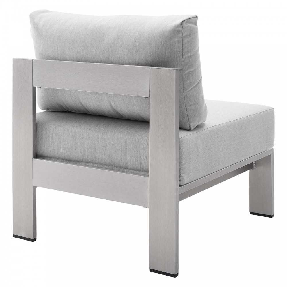 Shore Sunbrella Fabric Outdoor Patio Aluminum 3 Piece Set, Silver Gray, EEI-4312-SLV-GRY-SET