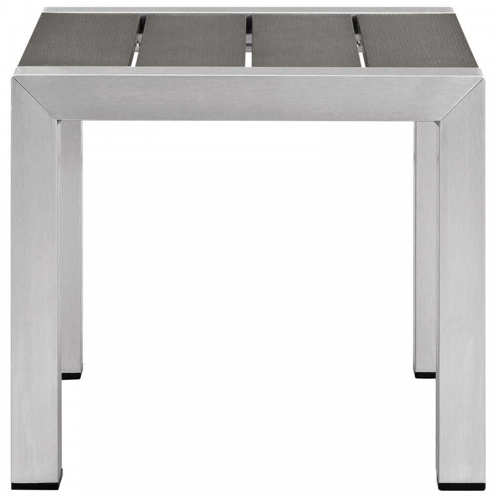 Shore Sunbrella Fabric Outdoor Patio Aluminum 3 Piece Set, Silver Gray, EEI-4312-SLV-GRY-SET