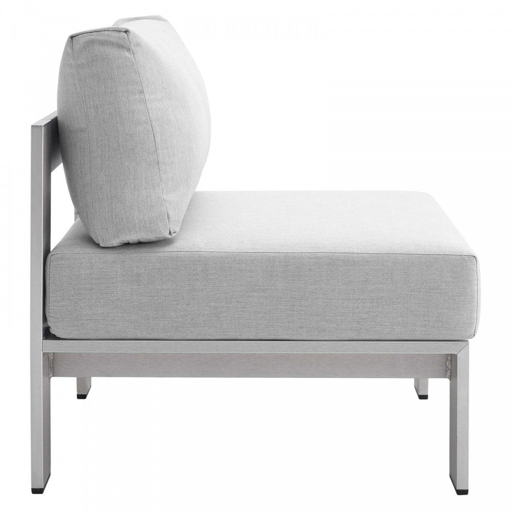Shore Sunbrella Fabric Outdoor Patio Aluminum 3 Piece Set, Silver Gray, EEI-4312-SLV-GRY-SET