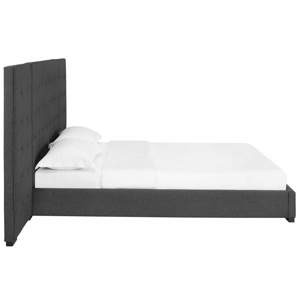 Sierra Queen Upholstered Fabric Platform Bed, Gray