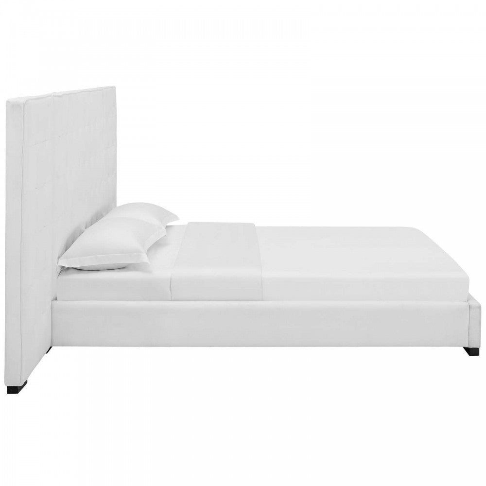 Sierra Queen Upholstered Fabric Platform Bed, White